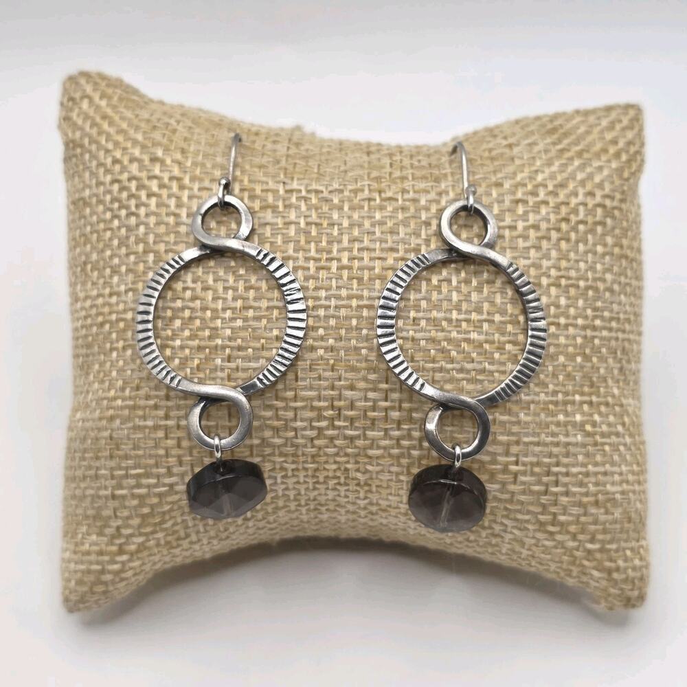 Silpada 925 Sterling Silver Faceted Brown Smoky Quartz Earrings W1485
